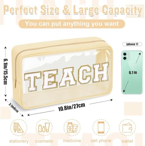 Teacher Appreciation Gifts Chenille Letter Clear Makeup Bag TEACH Pouch - Image 2