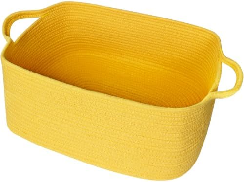 Large Yellow Gift Basket, 16.5"x12.5"x7" Woven Baskets by Unknown