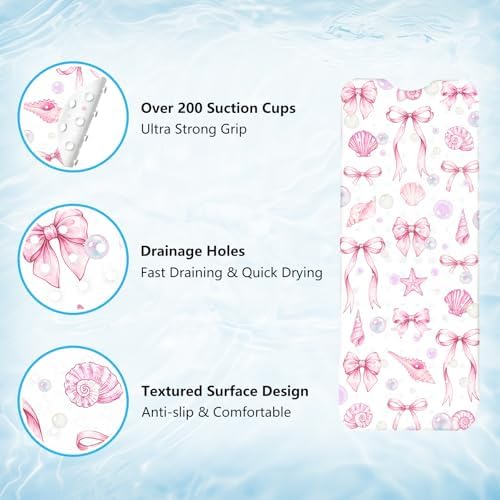 Bath Mat for Tub Non Slip, Cute Bow Bathtub Mats for Girls Non Slip Shower Mat - Image 3