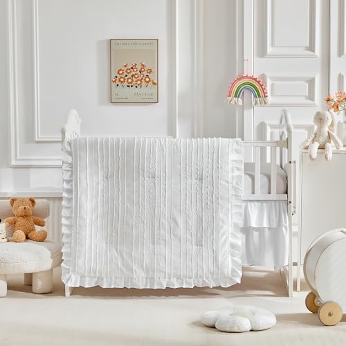 3 Pieces Tufted Stripes Crib Bedding Set - Image 4
