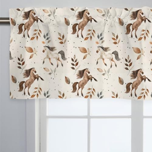 Unisex Western Farm Horses Leaves Nursery Short Curtain Valance by Unknown