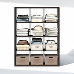Furinno Cubic Extra Thick 12-Cube Closet Organizers and Storage, Dark Oak - Image 6