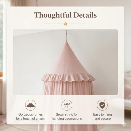 Bed Canopy for Girls, Princess Crib Canopy for Nursery, Dreamy Soft Hanging - Image 3