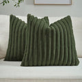 FUTEI Pack of 2 Faux Fur Throw Pillow Covers 20x20 Inch, Olive Green by FUTEI