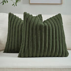 FUTEI Pack of 2 Faux Fur Throw Pillow Covers 16x16 Inch, Olive Green by FUTEI