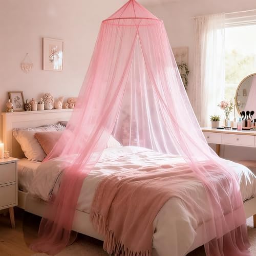 Pink Princess Bed Canopy for Girls, Kids Canopy Bed for Twin, and Queen Sizes; by SYHITOU