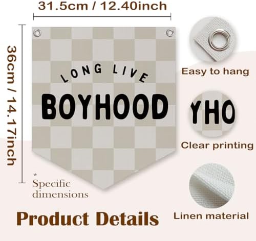 Lacama Long Live Boyhood Banner Boys Room Decor, Boy Nursery Decor - Image 7