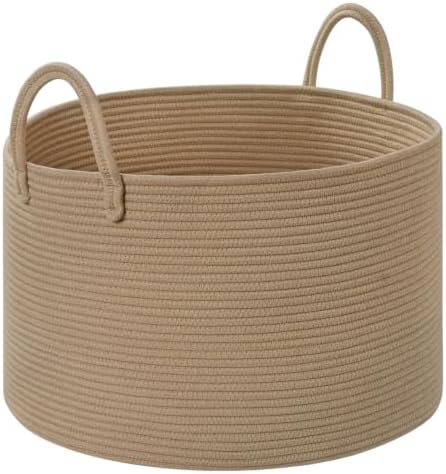 67L Large Woven Blanket Basket, Cotton Rope Baby Laundry Hamper by Degeyoyo
