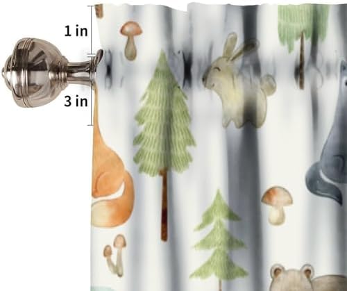 Cartoon Animal Valances Kids Curtains, Cute Forest Bear Fox Printed Rod Pocket - Image 3