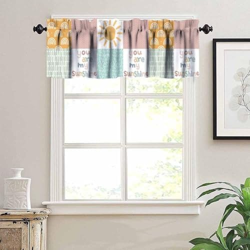 Rainbow Kids Curtains Valance, Boho Pastel Cartoon Cute Colorful Sky Clouds - Image 5