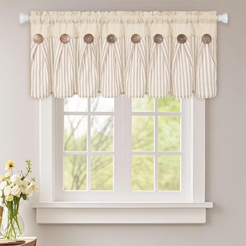 ASPMIZ Farmhouse Valances for Windows, 52x18 Inches, 1 Panel by ASPMIZ
