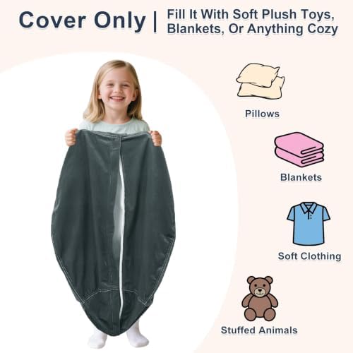 Lukeight Stuffed Animal Storage Bean Bag Chair Cover - Image 2