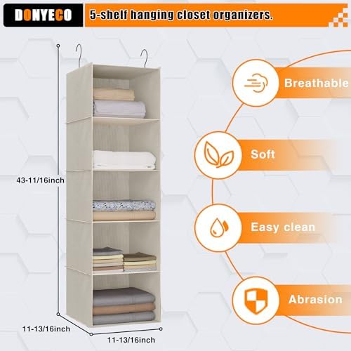 Hanging Closet Organizer 5-Tier, Oxford Wardrobe Storage - Image 3