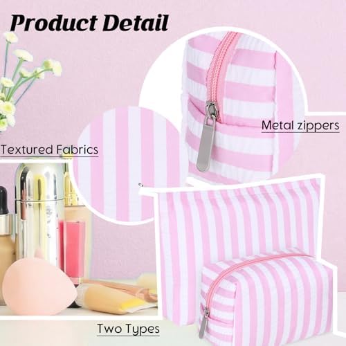 Huhumy 2 Pcs Makeup Bag Set for Women, Wide Stripe - Image 4