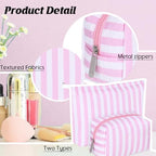 Huhumy 2 Pcs Makeup Bag Set for Women, Wide Stripe - Image 4