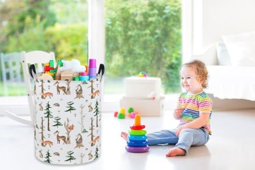 Kids Laundry Hamper, Animal Laundry Basket Collapsible Woodland Storage Baskets - Image 3