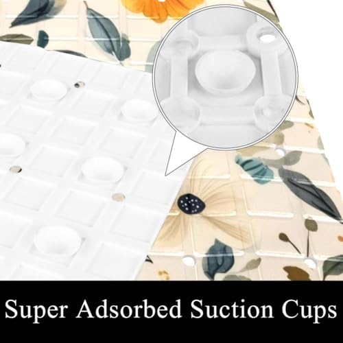 Bathtub Mat Non Slip 26.8x15.1In, Florals Design Bath Mat - Image 3
