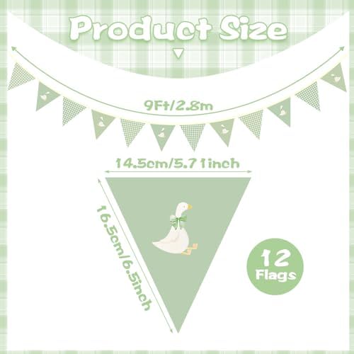 Hahafelt Goose Fabric Banner 1st Birthday Decor, Sage Green - Image 2