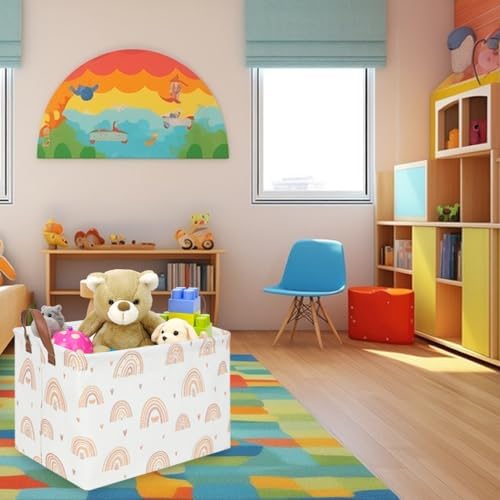 Boho Rainbow Baskets Rectangular, girl basket, Waterproof foldable canvas - Image 5