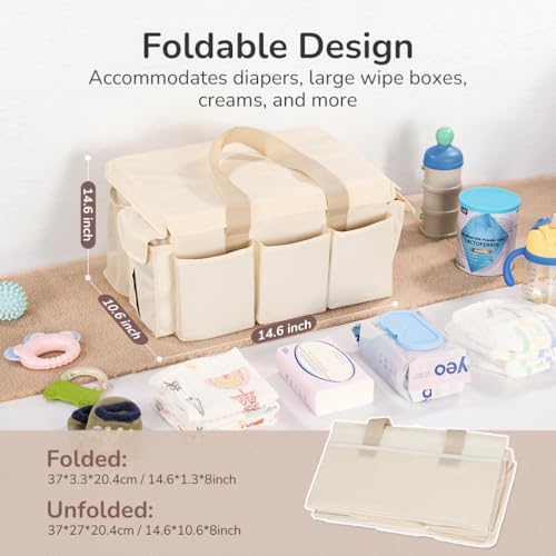 YOHOOLYO Baby Diaper Caddy Organizer, Large Portable Storage Basket - Image 3