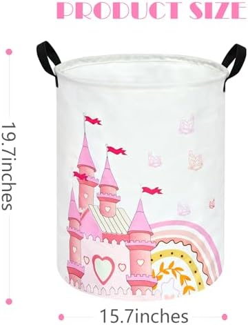 MAIZMZ Pink Castle Storage Bins Organizer Toy Box Laundry Basket Large Canvas - Image 7