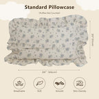 BuLuTu Muslin Cotton Floral Pillowcase Standard 20"x26", Freesia Pattern - Image 2