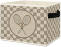 Vintage Brown Checkered Crossed Tennis Foldable Storage Box by Unknown