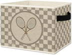 Vintage Brown Checkered Crossed Tennis Foldable Storage Box by Unknown