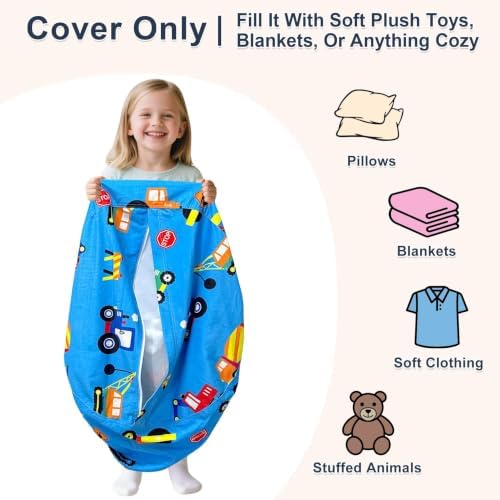 Lukeight Stuffed Animal Storage Bean Bag Chair Cover - Image 2