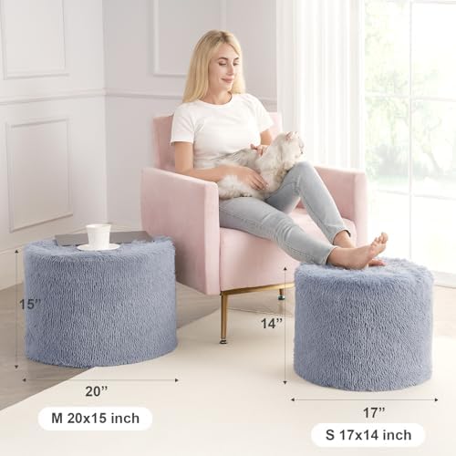 Hansleep Round Pouf Ottoman Foot Rest, 20 x 15 Inch - Image 2