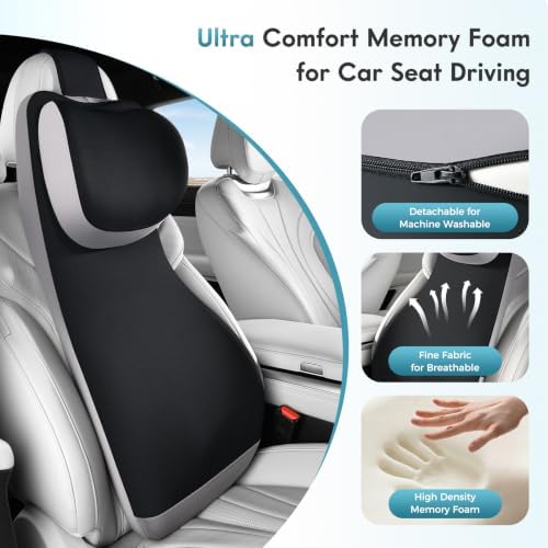 FLORICH Upgraded Car Seat Lumbar Support Pillow and Adjustable Headrest - Image 4