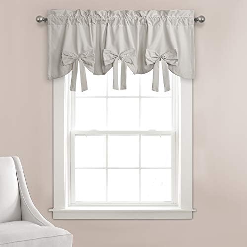 Lush Decor Melody Bow Valance Curtain 52" W x 18" L +3" Light Gray by LushDecor