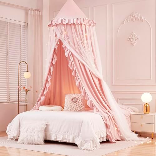 Mengersi Bed Canopy for Girls, Princess Round Dome Canopy Bed Curtains-Dreamy - Image 4