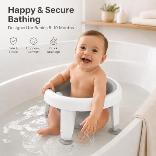 Baby Bath Seat for 6 Months and up, Non-Slip Feet, Infant Bathing Chair for - Image 3