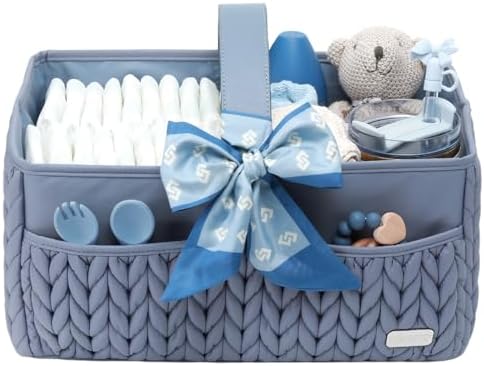 Luxurious Baby Diaper Caddy, Nursery Storage Basket by LUKJOJO