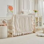 Lace Ruffle Crib Bedding Set 3 Pieces Baby Boho Lace Quilted Comforter - Image 3