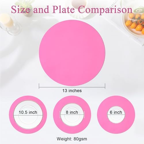 SHACOS 100 pcs Ultra Pink Round Disposable Placemats 13 inch Colored Paper - Image 5