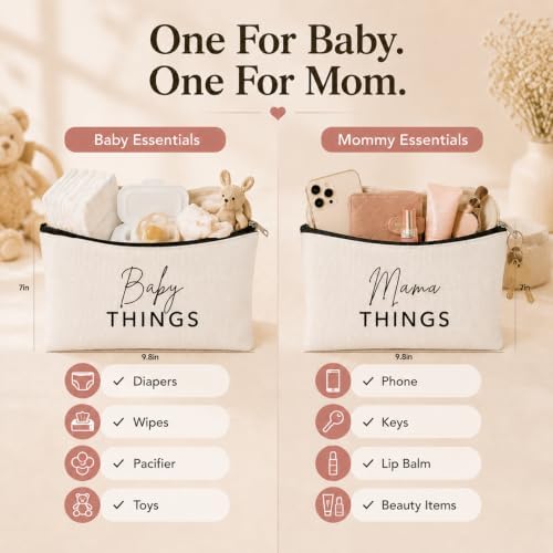 Mom & Baby Pouch Set, Diaper Bag Organizer Insert, Canvas Travel & Hospital Bag - Image 5