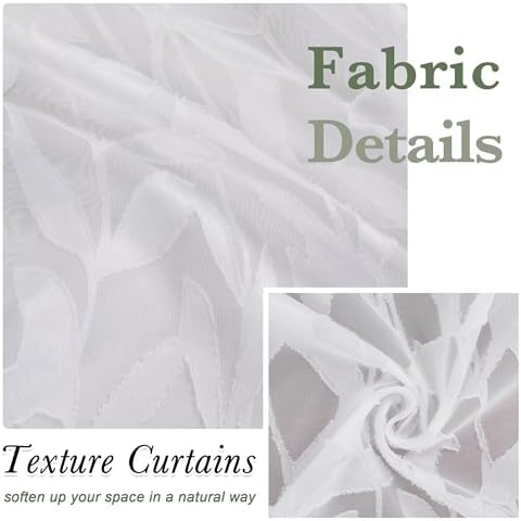 Lecloud Leia Texture White Sheer Valances 14 Inch Length 2 PCS, Dual Rod - Image 4