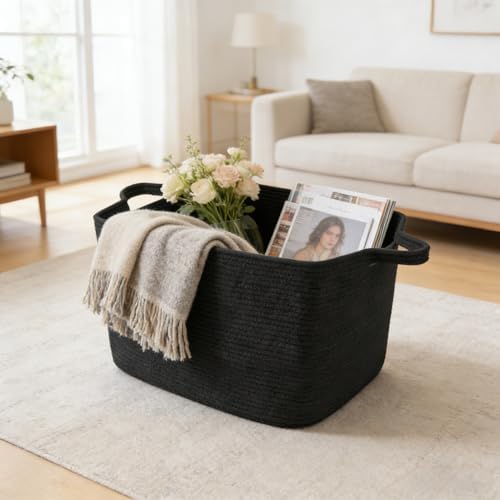 96L Woven Laundry Basket with Handles, Extra Blanket Basket - Image 4