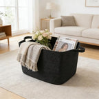 96L Woven Laundry Basket with Handles, Extra Blanket Basket - Image 4