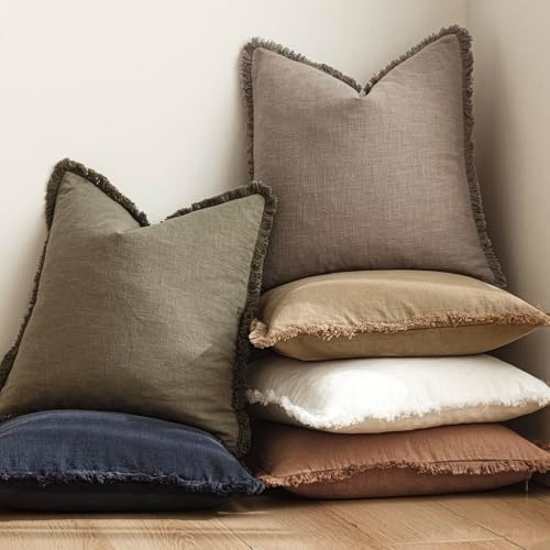 Foindtower Decorative Linen Fringe Lumbar Throw Pillow Covers Cozy Boho - Image 6