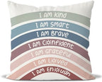 QIYUHOY Crimson Boho Rainbow Classroom Throw Pillow Covers, 22x22 Inch by QIYUHOY