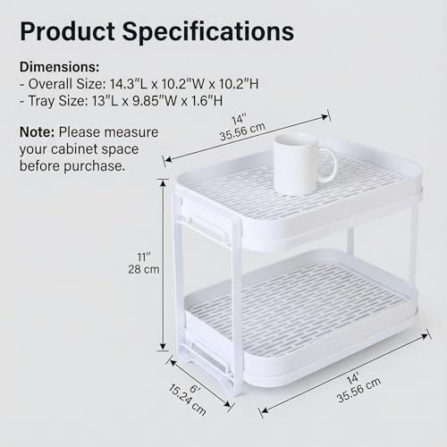 2-Tier Cup Drying Rack with Removable Drainboard, Rust-Proof Iron Mug Organizer - Image 7