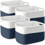 4 Pack Storage Baskets for Organizing, and Clothes, Cotton Rope Basket for by Unknown