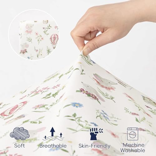 PHF 3 Pack Soft Mini Crib Sheets, Floral & Animal Pack N Play Sheets - Image 4