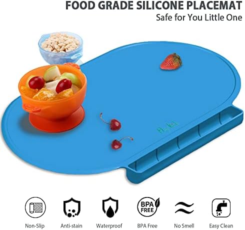 Silicone Placemat for Baby, Silicone Baby Toddlers Non-Slip Tablemats Stain - Image 4