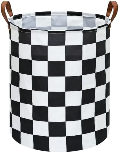 MAIZMZ Checkered Flag Canvas Storage Basket 63L Waterproof Laundry Hamper by MAIZMZ