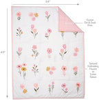 Lambs & Ivy Little Garden 3-Piece Embroidered Floral Baby Crib Bedding Set - Image 3