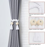 NICEEC 4 Pack Wooden Ball Magnetic Curtain Tiebacks Boho Home Decor Drape Tie - Image 3